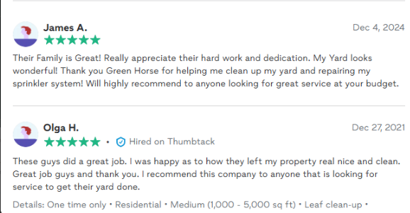 Verified Thumbtack customer feedback